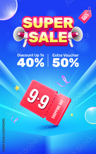 9.9 super sale banner template design special offer
