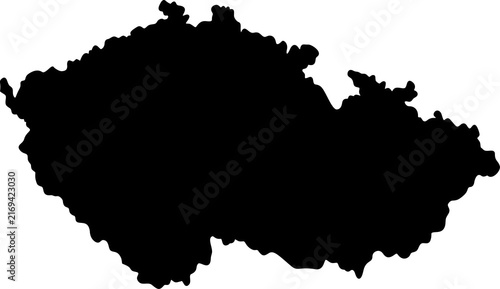 Black czech republic map silhouette on white