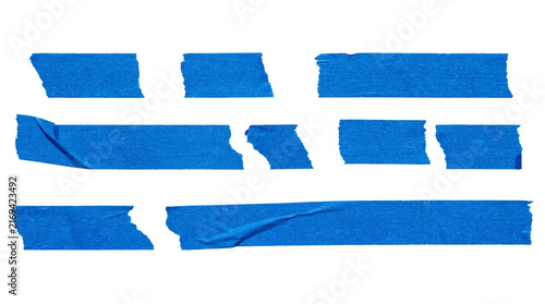 Scattered Blue Painters Tape Strips on White Background Png Photo - blue tape, painters tape, masking tape, tape strips, adhesive tape, torn tape, sticky tape, blue painter tape, DIY tape, craft tape