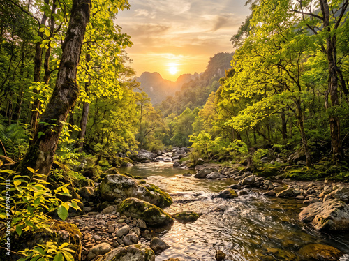 Waterfalls in the forest are natural and beautiful.