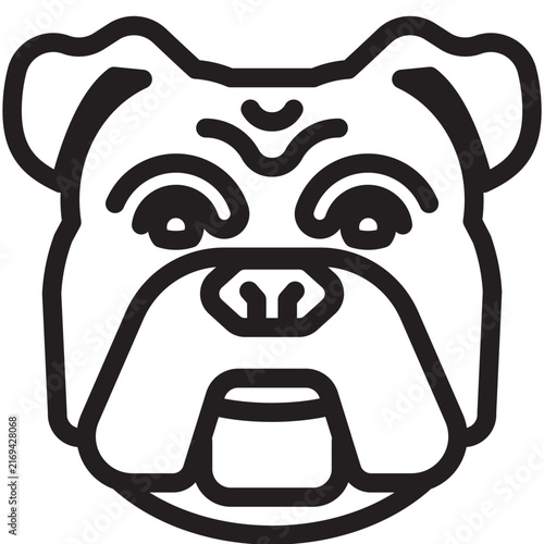 Olde English bulldog face line icon illustration