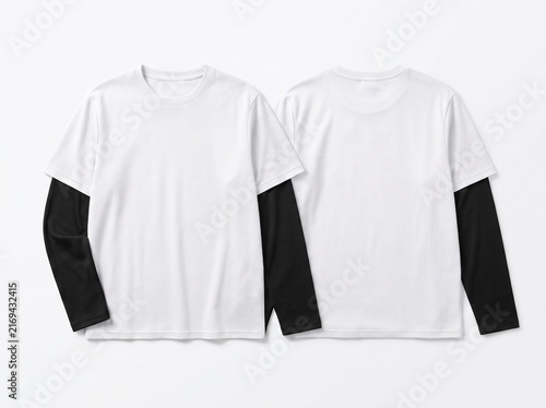 Front and Back View of an Oversized White Polo Shirt with Black Trim and Piping Detail, Streetwear Style Apparel Mockup