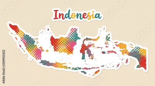 Colorful Indonesia Map Illustration