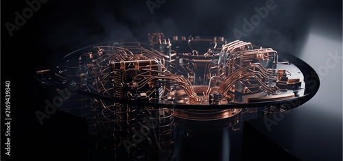 Tapety artystyczne Obsidian Quantum Computing Module with Copper and Titanium