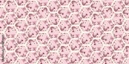 Floral Butterfly and Cherry Seamless Pattern