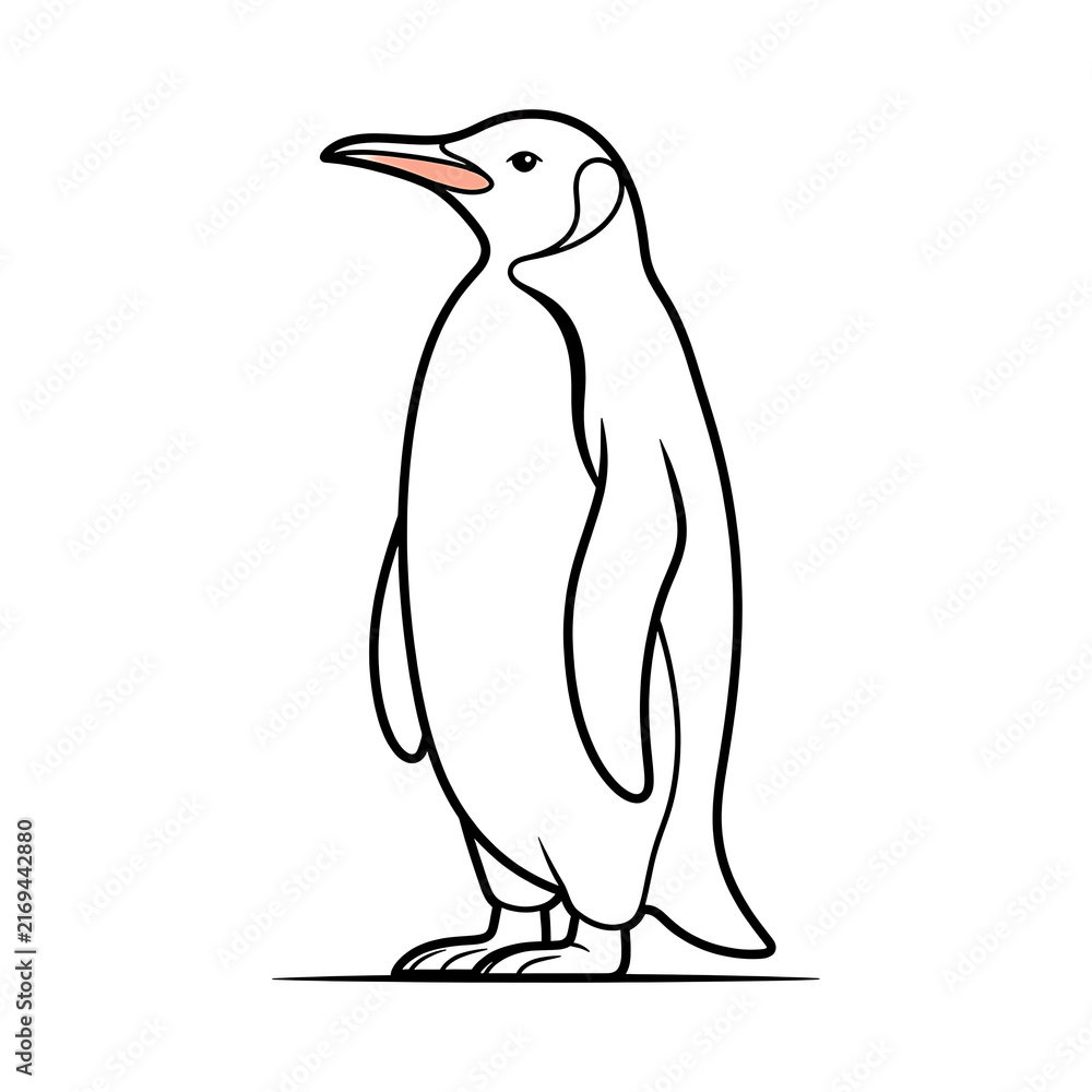 Fototapeta premium Cute King Penguin Antarctic Coloring Page for Kids