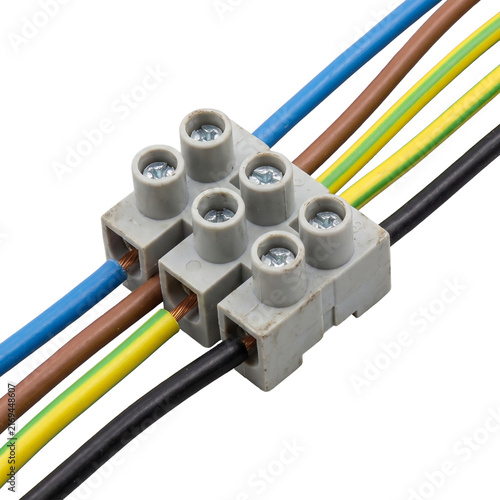 Three Way Screw Terminal Block Connector with Electric Wires