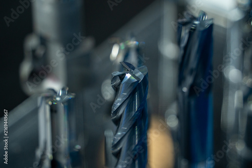 Konstfotografi Close-up view of industrial solid carbide cutting tools for machining