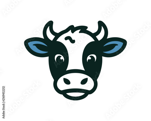 Cute cow head icon, vector illustration of a friendly farm animal face