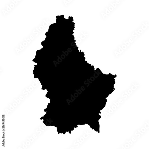 Black silhouette map of luxembourg on white background