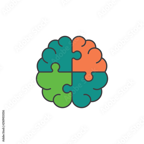 Brain Puzzle Silhouette representing cognitive function and problem-solving in 3D render Isolated on white background