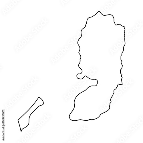 Palestine map outline with west bank and gaza strip borders