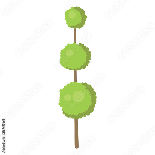 Triple Ball Topiary Tree Isolated Vector 