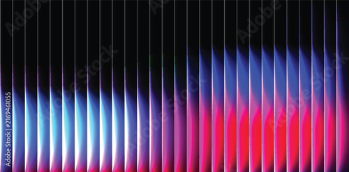 Abstract metallic blue wave background with vertical glass lines and neon glowing light streaks for modern backdrop visuals