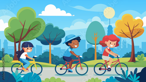 children riding bicycles