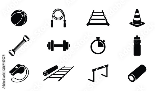 Gym icons set