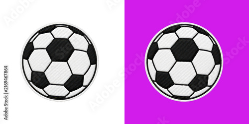 Embroidered soccer ball patch design on split color backdrop transparent png