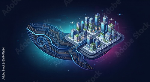 Smart City Circuit Board Vector Concept