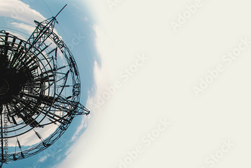 Projecting an asteroid simulation onto high-voltage power lines.