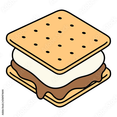 Chocolate S'mores Cartoon Style Illustration Isolated