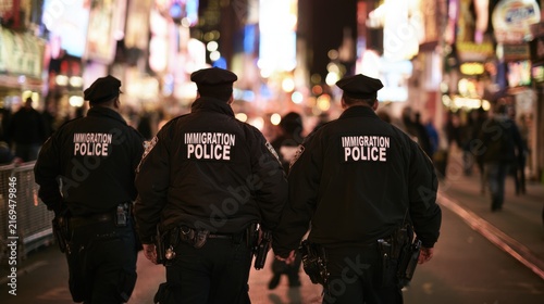Immigration police officers in city