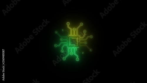 Futuristic circuit board Microchip CPU Processor Network motherboard cyber nans chip, processor, and semiconductor. tech mg. AI innovation concept. innovation future tech data, Ac big data lines dots