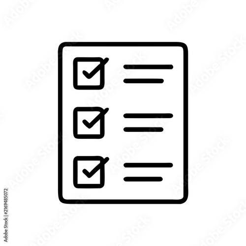 Document with checklist icon isolated on transparent background outline style.