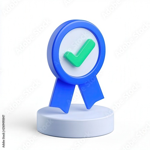 Approval ribbon badge with green check mark