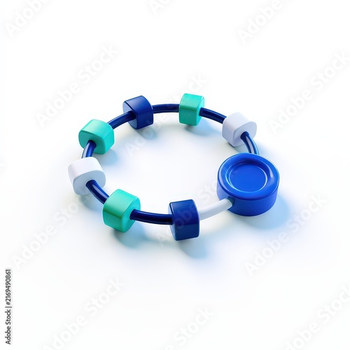 Circular workflow chain with blue and green blocks