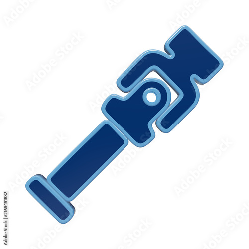 A 3D rendered icon of a blue mechanical universal joint or drive shaft coupling, isolated on a white background, for engineering and, technical documentation isolated on a transparent background