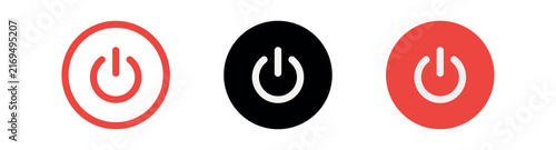 Foto Red and black power buttons set with on off standby symbols graphics