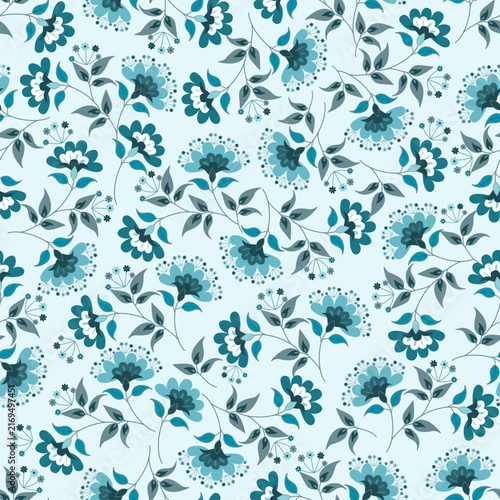 Floral seamless pattern, Flower chintz pattern seamless vector border print. Botanical batik background. Arabesque floral ornament motif for decoration fabric, women clothing, scarf, wallpaper design.