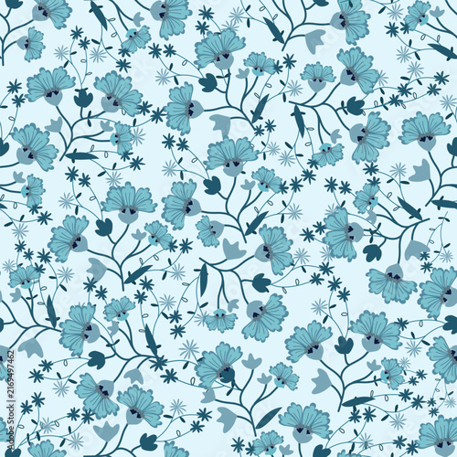 Floral seamless pattern, Flower chintz pattern seamless vector border print. Botanical batik background. Arabesque floral ornament motif for decoration fabric, women clothing, scarf, wallpaper design.