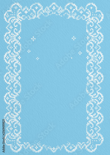 Christmas Embroidery Frame on Blue Background