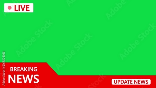 Breaking News Live Broadcast Banner with Red Lower Third, Update News Label and Green Screen Background Motion Graphic