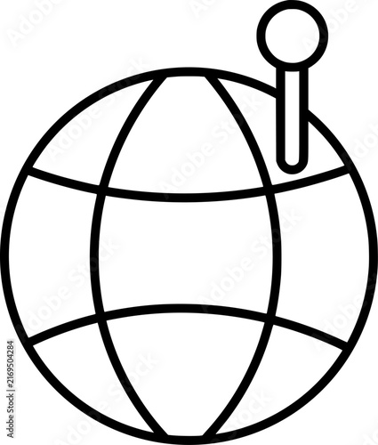 Global location globe pin icon. World map navigation and geolocation symbol. Collection with outline style. Vector illustration.