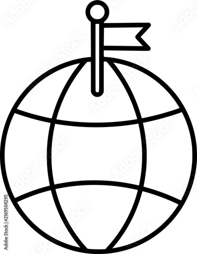 Global location globe pin icon. World map navigation and geolocation symbol. Collection with outline style. Vector illustration.