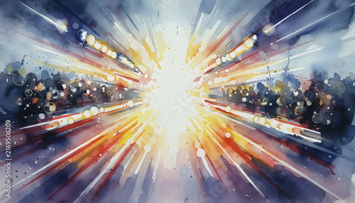 Bright Firefly Light Burst Over Night Cityscape at Dusk