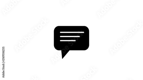 Chat Message Notification Icon Animation with Speech Bubble on white Background
