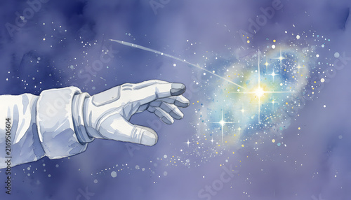 Robotic Hand Reaching for Glowing Firefly in Night Sky