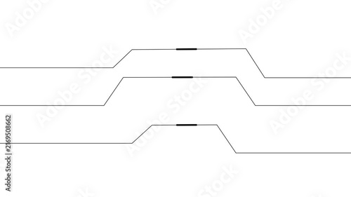 Futuristic Circuit Lines Animation with Moving Light Segments on white Background, Digital Technology HUD and Cyber Interface Motion Graphic