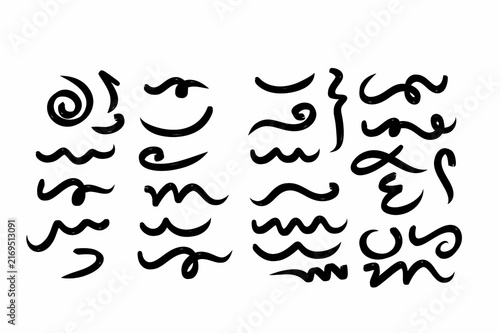 Obraz na płótnie Chinese brush strokes swirl, line curve, calligraphy paint spiral elements