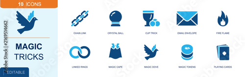 Bild auf Leinwand Magic tricks icon set