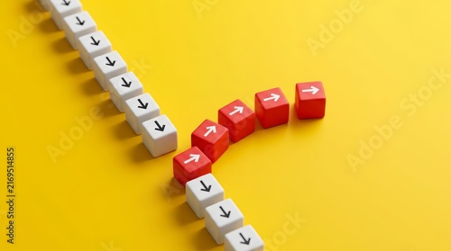 Red arrows break away from a white sequence to represent a deviation from the path.