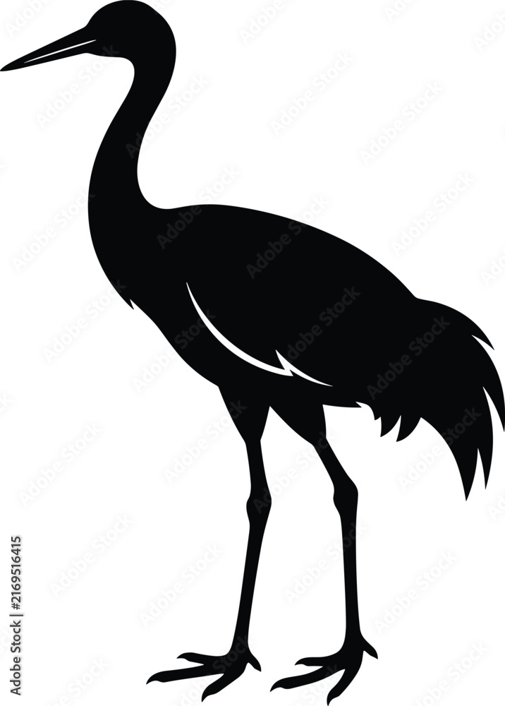 Naklejka premium Elegant crane bird silhouette vector illustration for wildlife and nature design projects