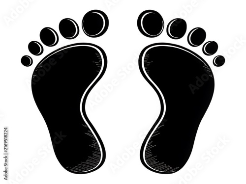 Black footprints or baby feet illustration