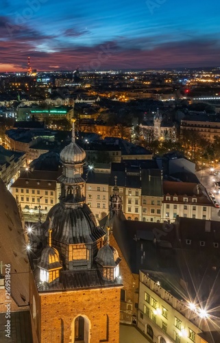 Krakow Main Market Square at blue hour, Poland