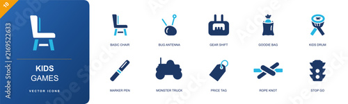 Canvas Print Kids games icon set