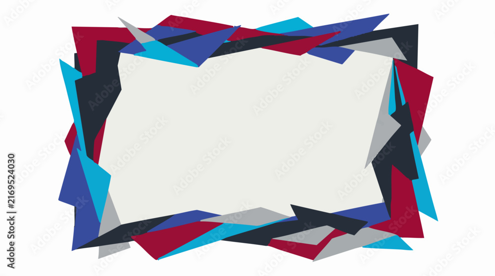 Obraz premium Vibrant Geometric Frame in Blue, Red, and Gray Abstract Style