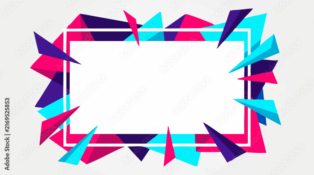 Obraz premium Abstract geometric frame with colorful triangles and dynamic shapes